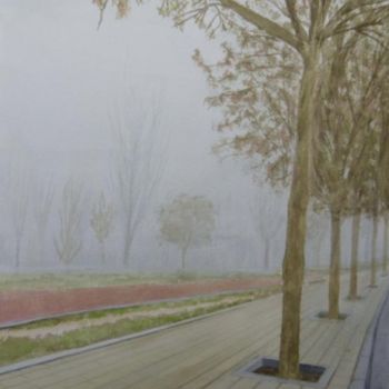 Painting titled "mañanita de niebla…" by Jose Luis Perez Muñoz, Original Artwork, Oil
