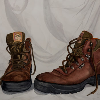 Peinture intitulée "mis botas  ACUARELA" par Jose Luis Perez Muñoz, Œuvre d'art originale, Huile