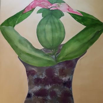 Peinture intitulée "plante au réveil" par Cegede, Œuvre d'art originale, Acrylique