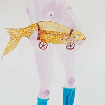 Schilderij getiteld "le poisson de compa…" door Cegede, Origineel Kunstwerk, Inkt