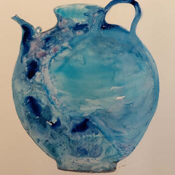 Malerei mit dem Titel "Porcelaine bleue ce…" von Cegede, Original-Kunstwerk, Tinte