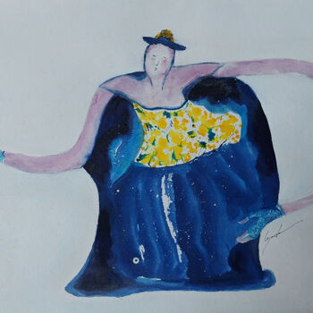 Peinture intitulée "au thé dansant" par Cegede, Œuvre d'art originale, Encre