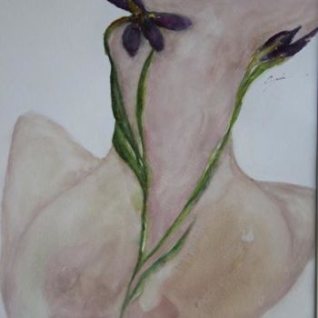 Peinture intitulée "Figure aux Iris" par Cegede, Œuvre d'art originale, Acrylique