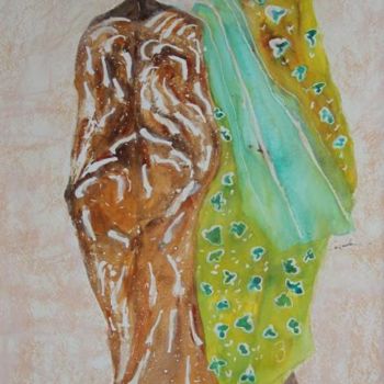 Peinture intitulée "African Ladies" par Cegede, Œuvre d'art originale, Aquarelle