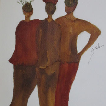 Pintura intitulada "les printanières" por Cegede, Obras de arte originais, Aquarela