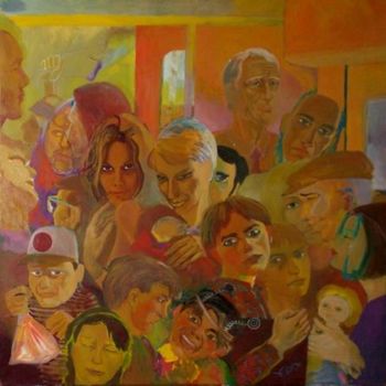 Pintura intitulada "crowded train" por Celadyn, Obras de arte originais