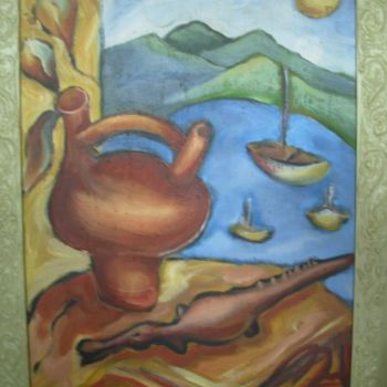 Painting titled "Terracotta Pot and…" by Celeste Fourie-Wiid, Original Artwork, Oil