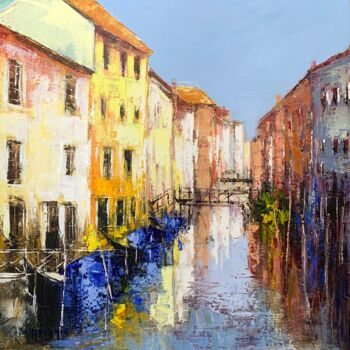 Malarstwo zatytułowany „Un canal à Venise” autorstwa Célestin Messaggio, Oryginalna praca, Olej
