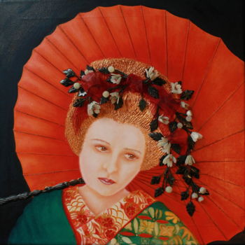 Painting titled "Geisha" by Celestina Salemi, Original Artwork, Oil