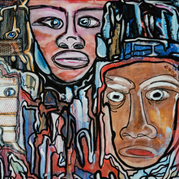 Schilderij getiteld "Africans" door Tina J. Garcia, Origineel Kunstwerk, Acryl