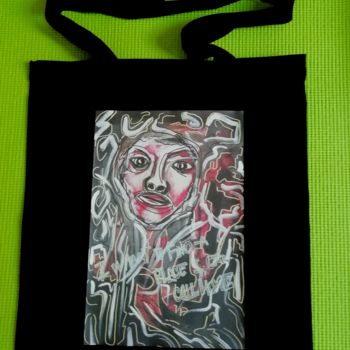 Artcraft titled "Home black tote bag" by Tina J. Garcia, Original Artwork