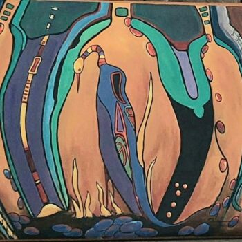 Painting titled "La naissance" by Celi Tessier, Original Artwork, Acrylic Mounted on Wood Stretcher frame