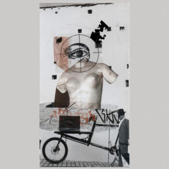 Collages intitulée "veilleur de temps/t…" par Celia Regina, Œuvre d'art originale, Collages