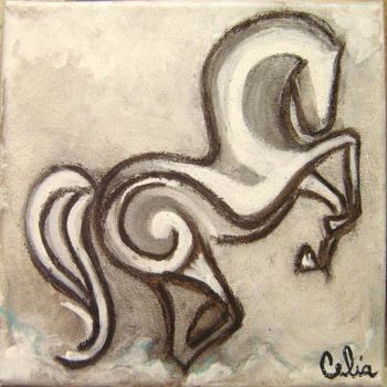 Painting titled "En blanco y negro" by Celia Edith Sanabria, Original Artwork