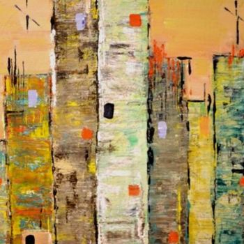 Painting titled "edificios" by Celia Edith Sanabria, Original Artwork