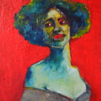 Картина под названием "Mujer" - Celia Edith Sanabria, Подлинное произведение искусства, Масло