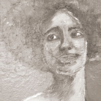 Картина под названием "mujer-blanco-y-negr…" - Celia Edith Sanabria, Подлинное произведение искусства