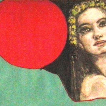 Картина под названием "Paloma y el globo r…" - Celia Edith Sanabria, Подлинное произведение искусства, Другой