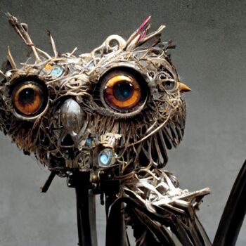 Arts numériques intitulée "Mecha Owl 2" par Celicun, Œuvre d'art originale, Image générée par l'IA