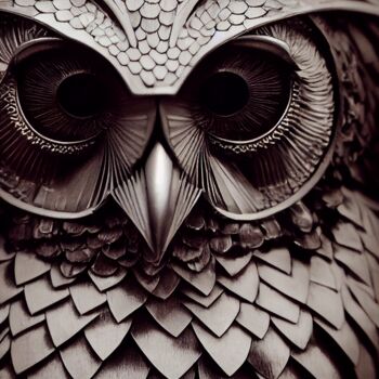 Artes digitais intitulada "Mecha Owl 4" por Celicun, Obras de arte originais, Imagem gerada por IA