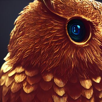 Digital Arts titled "Mecha Owl 5" by Celicun, Original Artwork, AI generated image