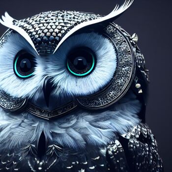 Arte digitale intitolato "Mecha Owl 6" da Celicun, Opera d'arte originale, Immagine generata dall'IA