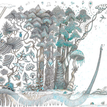 「diptyque.jpg」というタイトルの描画 Célina Grimardiaによって, オリジナルのアートワーク, インク プレキシガラスにマウント