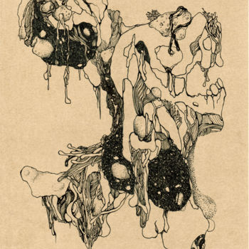 Drawing titled "L'hôte (The host)" by Céline Argence, Original Artwork, Ink