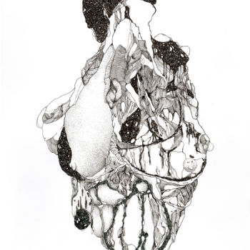 Dibujo titulada "Sous la peau […]" por Céline Argence, Obra de arte original, Tinta