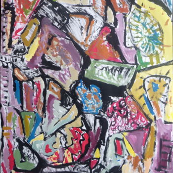 Painting titled "Songeries colorées" by Céline Bron, Original Artwork, Gouache