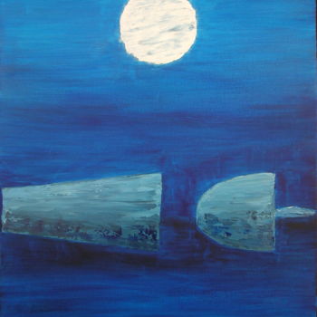 Peinture intitulée "Sous la lune" par Céline Corre, Œuvre d'art originale, Acrylique