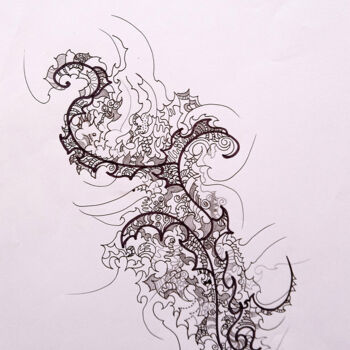 Drawing titled "calligraphie 1" by Céline Dudoret, Original Artwork, Gel pen