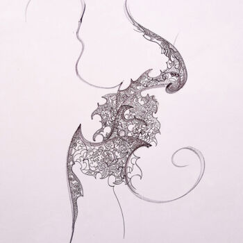 Drawing titled "calligraphie 4" by Céline Dudoret, Original Artwork, Gel pen