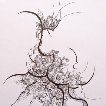 Disegno intitolato "calligraphie 8" da Céline Dudoret, Opera d'arte originale, Penna gel