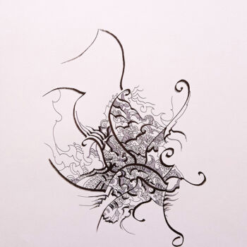 Drawing titled "calligraphie 19" by Céline Dudoret, Original Artwork, Gel pen