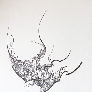 Drawing titled "calligraphié 23" by Céline Dudoret, Original Artwork, Gel pen