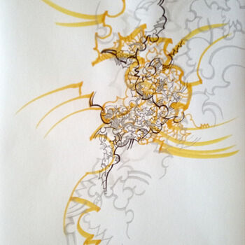 Drawing titled "calligraphie 24" by Céline Dudoret, Original Artwork, Gel pen
