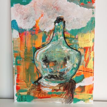 Painting titled "Timanfaya Water" by Céline Estelle, Original Artwork, Acrylic