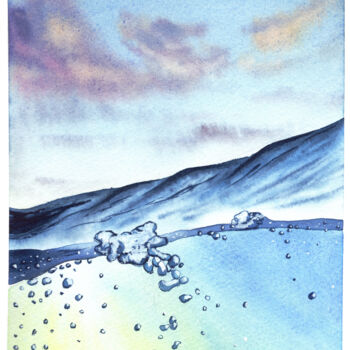 Peinture intitulée "Dans la vague" par Céline Gallay, Œuvre d'art originale, Aquarelle