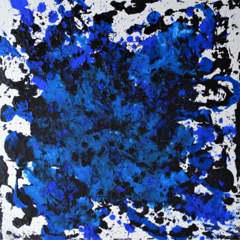 Painting titled "Blue Magma II" by Celine Grimaldi, Original Artwork, Acrylic Mounted on Wood Stretcher frame