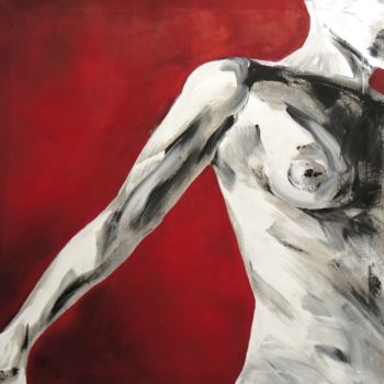 Peinture intitulée "nu rouge 2" par Celine Leynaud, Œuvre d'art originale