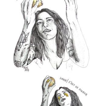 Tekening getiteld ""J'ai la patate"" door Céline Mahe, Origineel Kunstwerk, Inkt