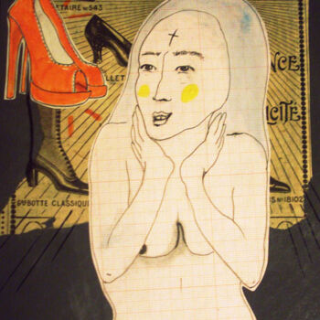 Peinture intitulée "Louboutin temptation" par Céline Mahe, Œuvre d'art originale, Huile
