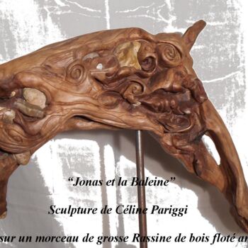 Rzeźba zatytułowany „jonas-et-la-baleine…” autorstwa Céline Pariggi (Wen Dao), Oryginalna praca, Drewno