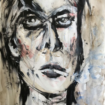 Schilderij getiteld "Smokeface" door Céline Pasteur, Origineel Kunstwerk, Acryl