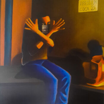 Painting titled "Rami -" by Celine Puech Bounoure (Bulle), Original Artwork, Oil Mounted on Wood Stretcher frame