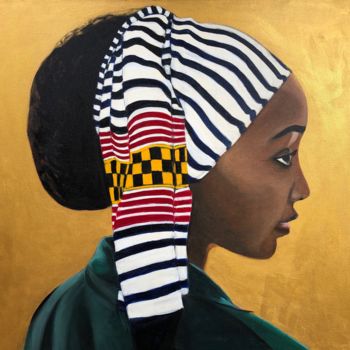 Schilderij getiteld "Jeune Ethiopienne" door Celine Raphael-Leygues, Origineel Kunstwerk, Zeefdruk Gemonteerd op Frame voor…