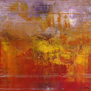Peinture intitulée "Brume rouge" par C.Line, Œuvre d'art originale, Acrylique