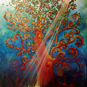 Pittura intitolato "L'arbre coeur" da C.Line, Opera d'arte originale, Acrilico