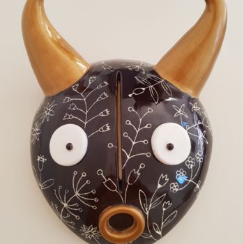 Sculpture titled "Le taureau de Céryn…" by Céline Sicard, Original Artwork, Ceramics